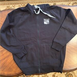 Antigua Black Full Zip New York Rangers Hoodie